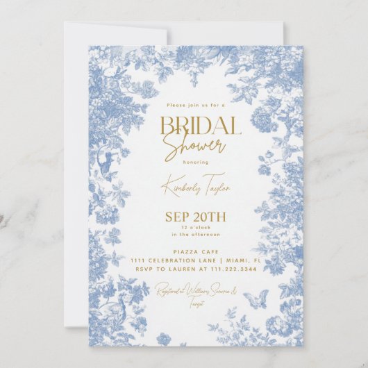 Invitation Toile Florale Fête de Mariage (Devant)
