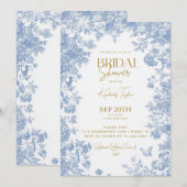 Invitation Toile Florale Fête de Mariage (Devant / Derrière)