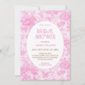 Invitation Toile Florale rose Fête des mariées victorienne fr (Devant)