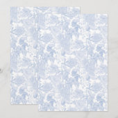 Invitation Toile florale victorienne à Wedgewood Blue sur bla (Devant / Derrière)