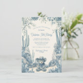 Invitation Toile Little Cowboy Teddy Bear Baby shower (Debout devant)