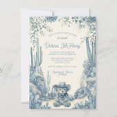 Invitation Toile Little Cowboy Teddy Bear Baby shower (Devant)