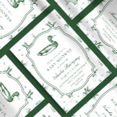 Invitation Toile Mallard Duck Neutral Gingham Baby Shower