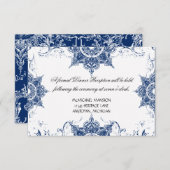 Invitation Toile Marine en blanc Damask Swirl Mariage Récepti (Devant / Derrière)