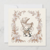 Invitation Toile Neutral Teddy Bear Carriage Enregistrer la d (Dos)