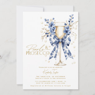 Invitation Toile Noeud Papillon Floral Perles & Prosecco Ente