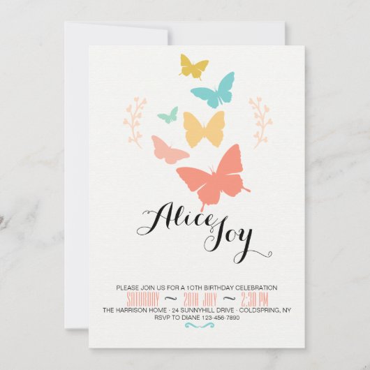 Invitation toile papillon (Devant)