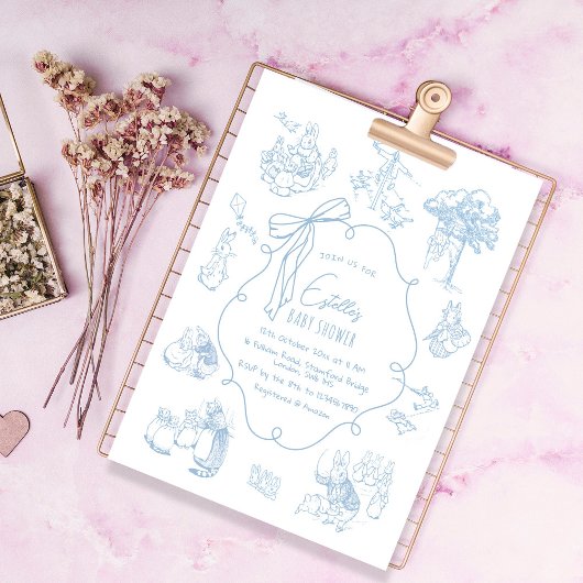 Invitation Toile Peter the Rabbit Beatrix Baby Shower