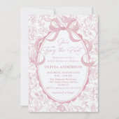 Invitation Toile Pink Bow Elle noue la Fête des mariées de no (Devant)