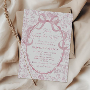Invitation Toile Pink Bow Elle noue la Fête des mariées de no