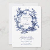 Invitation Toile romantique de Jouy et avec des Inséparables (Devant)