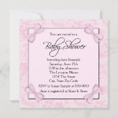 Invitation Toile rose bébé fille douche (Dos)