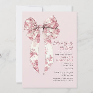 Invitation Toile Rose Coquette Nœud Papillon Shower de Mariag
