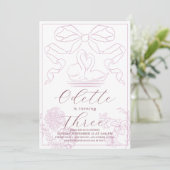 Invitation Toile rose cygne de Jouy Fille Anniversaire (Debout devant)