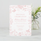 Invitation Toile Rose De Jouy Fête d'Anniversaire Française F (Debout devant)