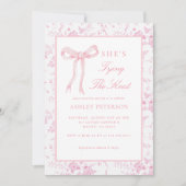 Invitation Toile rose de la boîte Elle noue la Fête des marié (Devant)