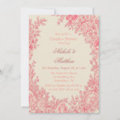 Invitation Toile rose vintage Couples Couples Douche (Devant)