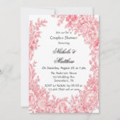 Invitation Toile rose vintage Couples Couples Douche (Devant)