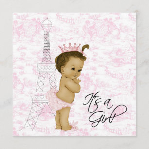 Invitation Toile rose Vintage Paris Baby Girl Douche