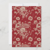 Invitation Toile rouge foncé Floral 100e fête d'anniversaire  (Dos)