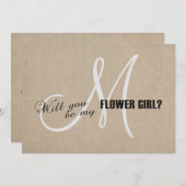 Invitation Toile Rustique Linen Mariage Soyez Ma Fille Fleur (Devant / Derrière)