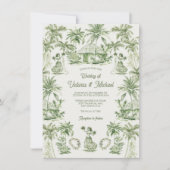 Invitation Toile Tropical Hawaiian Island Mariage (Devant)