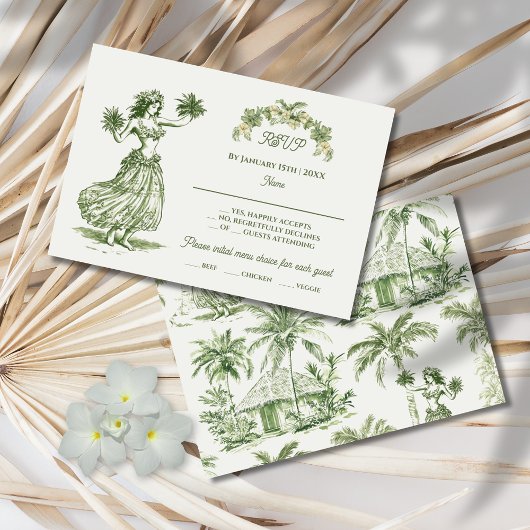 Invitation Toile Tropical Hawaiian Island Wedding RSVP