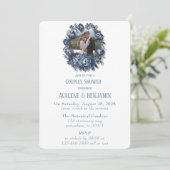 Invitation Toile vintage Floral Couples Douche Photo (Debout devant)