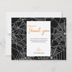 Invitation Toiles d'araignée noir et blanc Halloween Merci