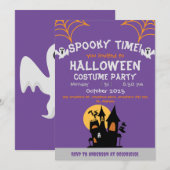 Invitation toiles d'araignée Orange Éffrayant Adult Halloween (Devant / Derrière)