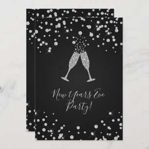 Invitation Toit de Champagne Diamants Nouvelle Ans