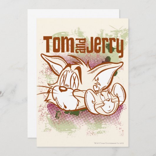 Invitation Tom et Jerry Brown et vert (Devant / Derrière)