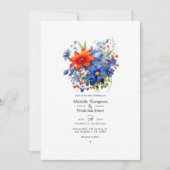 Invitation Tomate de cerise et Mariage Royal Blue Floral (Devant)