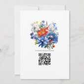 Invitation Tomate de cerise et Mariage Royal Blue Floral (Dos)