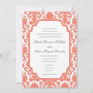 Invitation Tomato Mariage rouge concepteur Damask Modèle