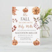 Invitation Tombe amoureuse avec bébé, Baby shower Citrouille (Debout devant)