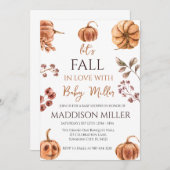 Invitation Tombe amoureuse avec bébé, Baby shower Citrouille (Devant / Derrière)