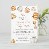 Invitation Tombe amoureuse avec bébé, Baby shower Citrouille (Debout devant)