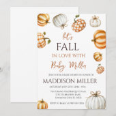 Invitation Tombe amoureuse avec bébé, Baby shower Citrouille (Devant / Derrière)