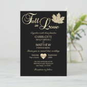 Invitation TOMBE CLASSIQUE EN AMOUR Mariage Maple Leaf en or  (Debout devant)