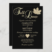 Invitation TOMBE CLASSIQUE EN AMOUR Mariage Maple Leaf en or  (Devant / Derrière)