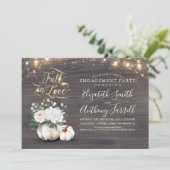 Invitation Tombe dans l'amour Blanc Citrouille Rustic Engagem (Debout devant)
