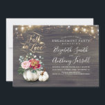 Invitation Tombe dans l'amour Blanc Citrouille Rustic Engagem<br><div class="desc">FALL IN LOVE rustique pays blanc citrouille floral vases de fiançailles invitations de fête.</div>