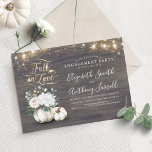 Invitation Tombe dans l'amour Blanc Citrouille Rustic Engagem<br><div class="desc">FALL IN LOVE rustique pays blanc citrouille floral vases de fiançailles invitations de fête.</div>