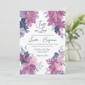 Invitation Tombe dans l'amour Feuilles d'automne Marine Blue (Debout devant)