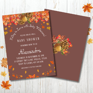 Invitation Tombe dans l'amour Rustique Baby shower d'automne