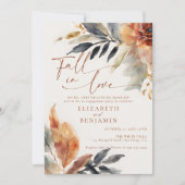 Invitation Tombe dans l'amour Terracotta Feuilles (Devant)