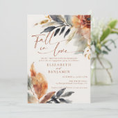 Invitation Tombe dans l'amour Terracotta Feuilles (Debout devant)