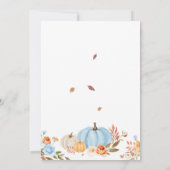 Invitation Tombe en amour Automne Bleu Baby shower Citrouille (Dos)