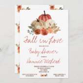 Invitation Tombe en amour, Automne Citrouille Baby shower flo (Devant / Derrière)